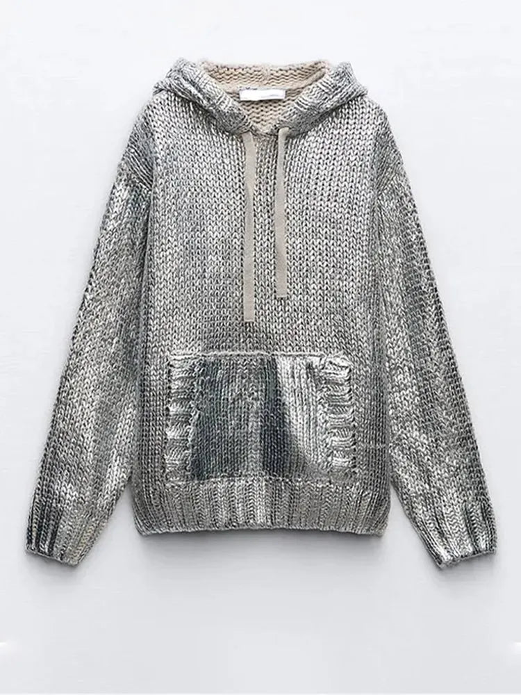 Metallic V-Neck Sweater
