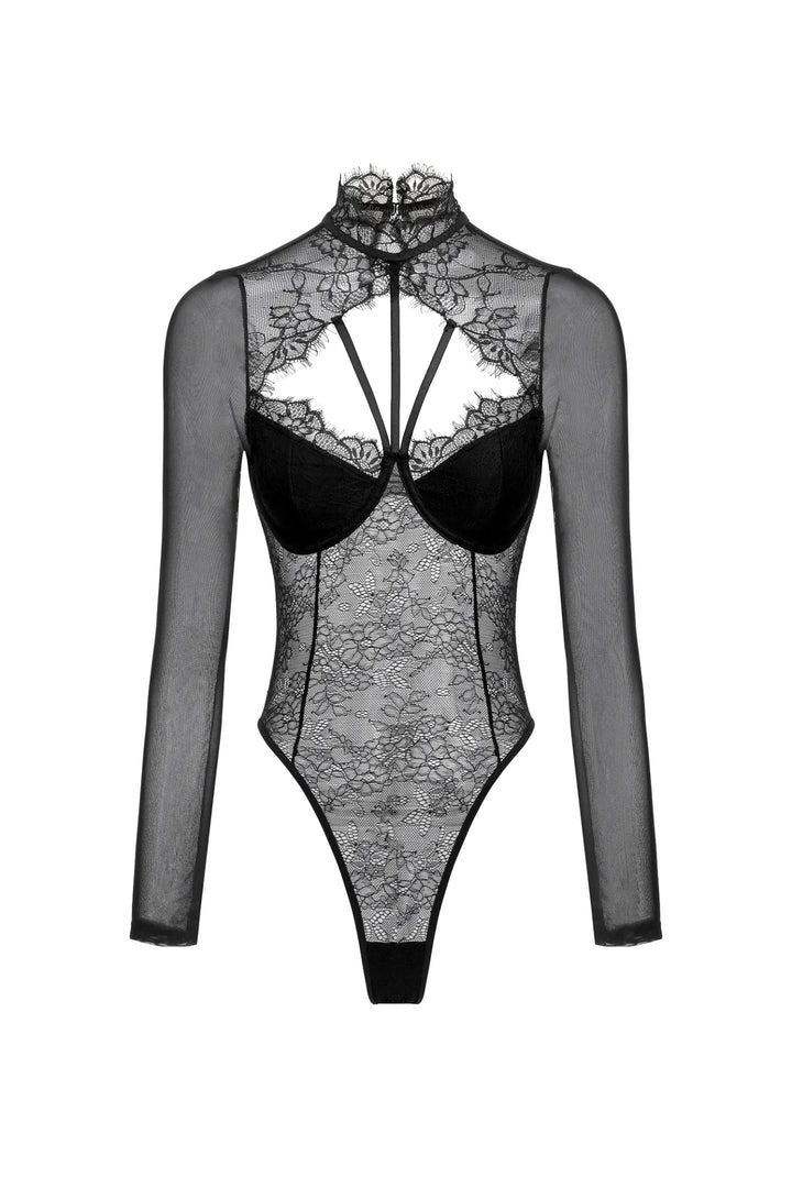 Mono de manga larga con encaje