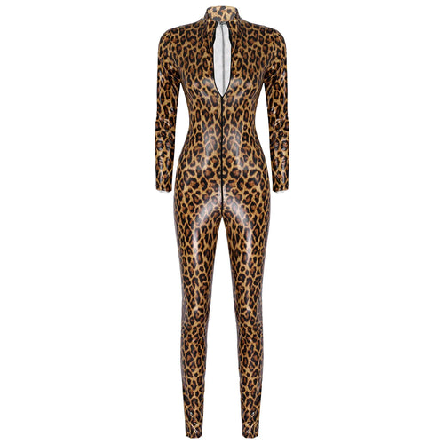 Body de cuero con estampado de leopardo 