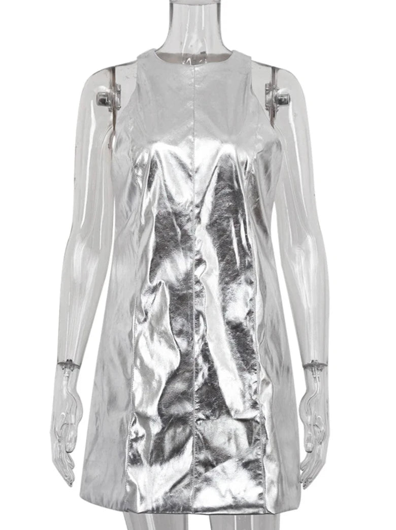 Vestido de cuero metalizado