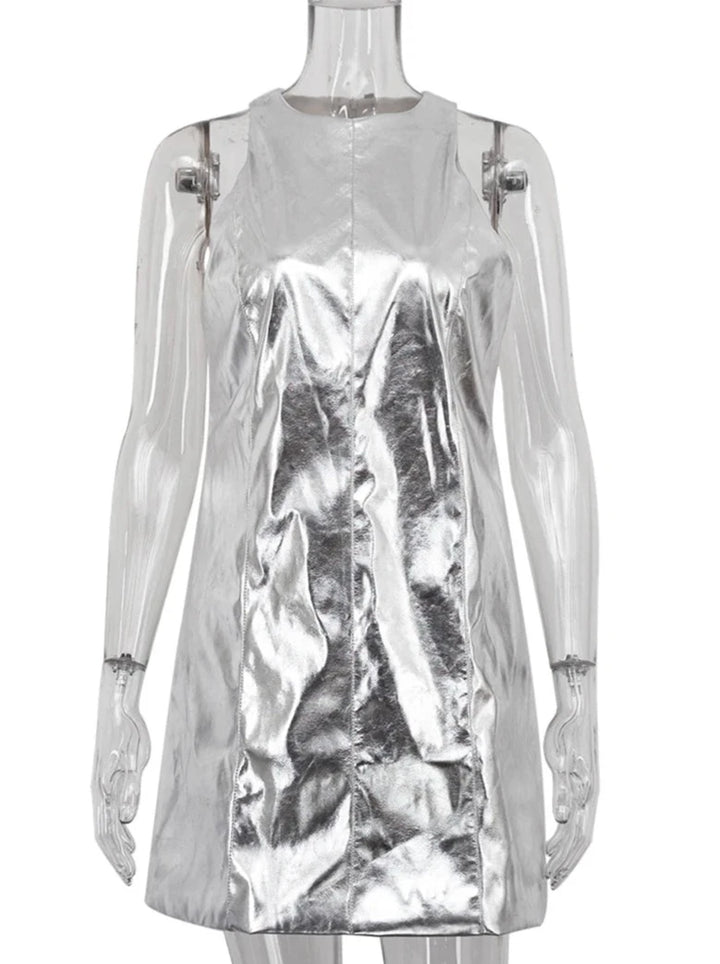 Vestido de cuero metalizado