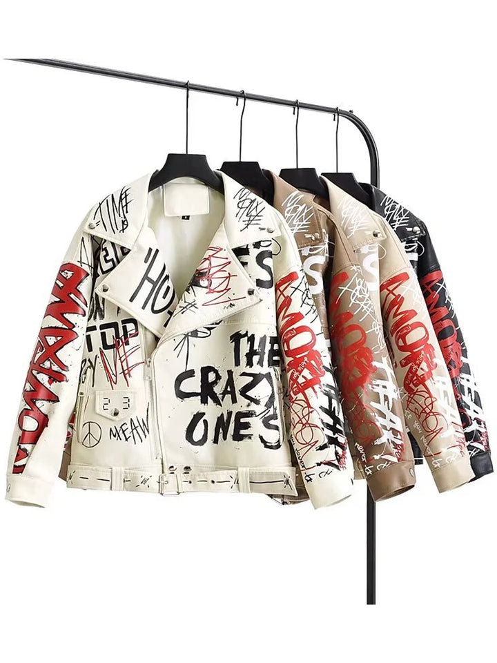 Chaqueta de cuero pintada