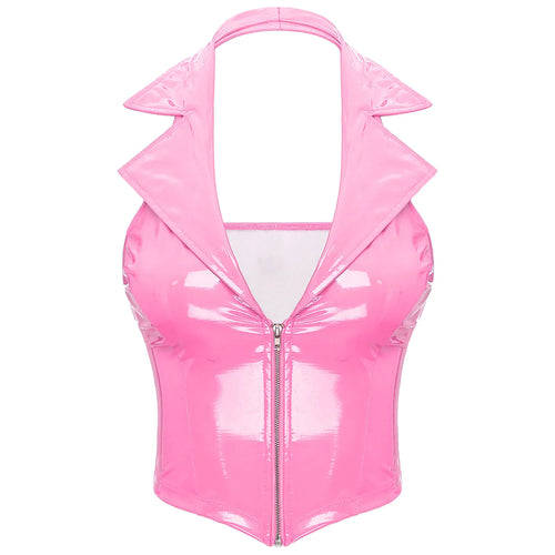 Tops cortos de cuero 