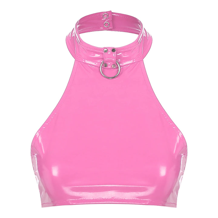 Crop de cuero con anillo en O 