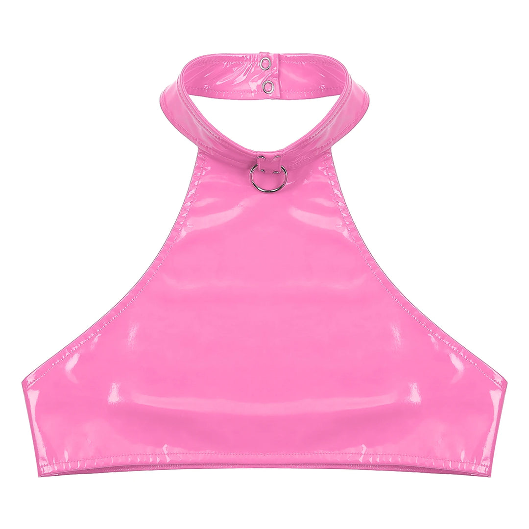 Crop de cuero con anillo en O 