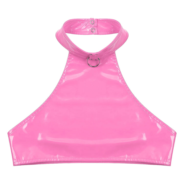 Crop de cuero con anillo en O 