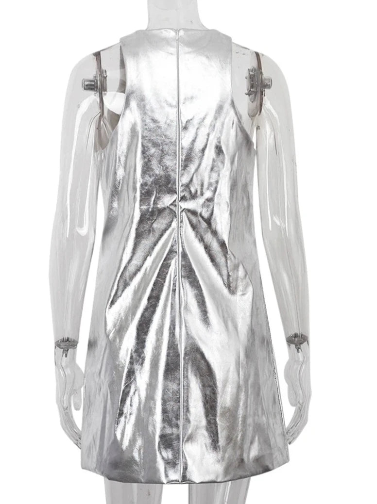 Vestido de cuero metalizado