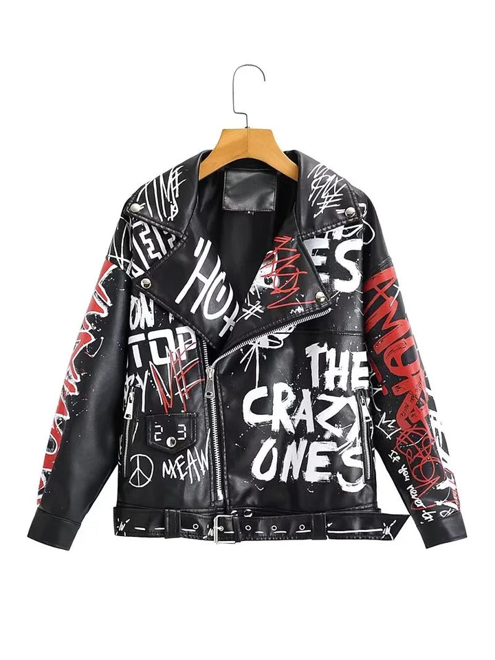 Chaqueta de cuero pintada