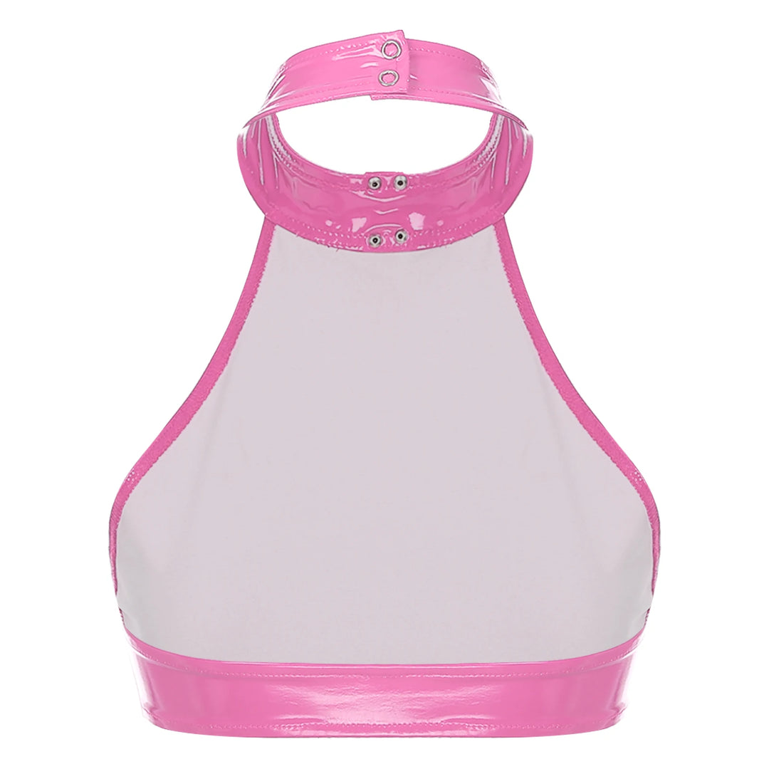 Crop de cuero con anillo en O 