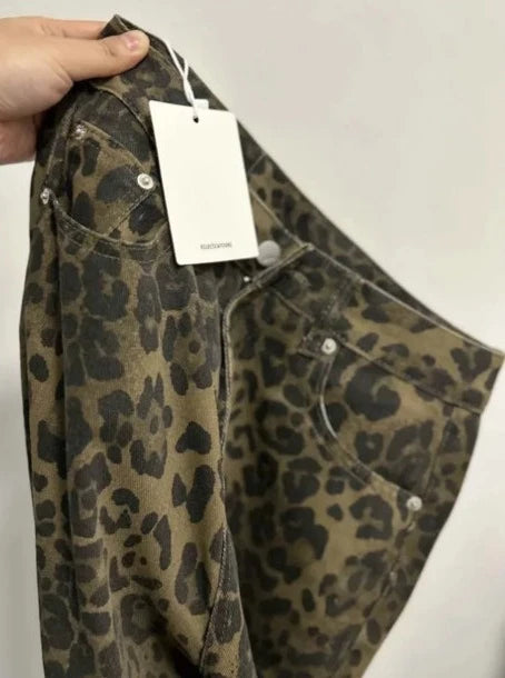 Cintura alta de leopardo retro 