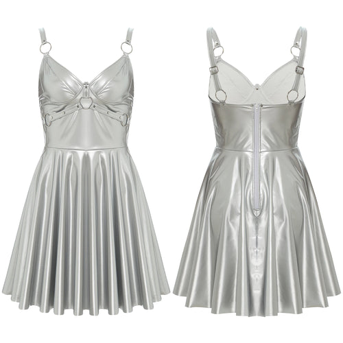 Vestido de látex de cuero brillante 