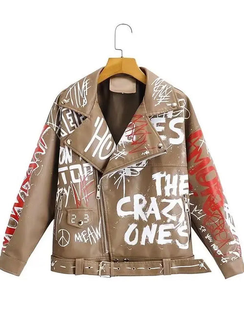 Chaqueta de cuero pintada