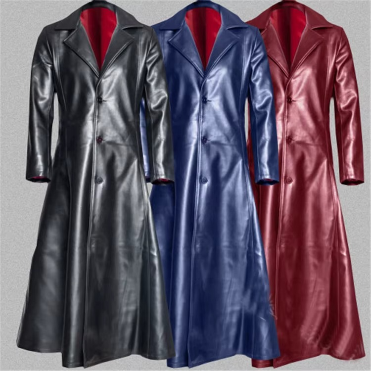 Men’s Faux Leather Stand Collar Jacket