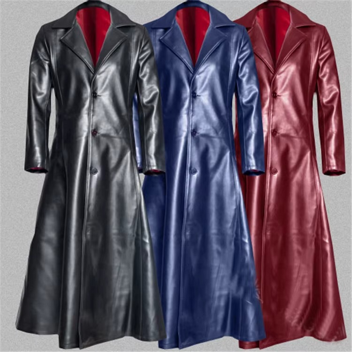 Men’s Faux Leather Stand Collar Jacket