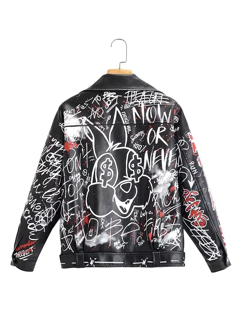 Chaqueta de cuero pintada