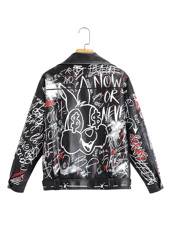 Chaqueta de cuero pintada