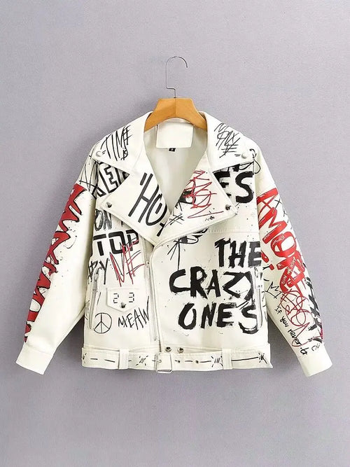 Chaqueta de cuero pintada