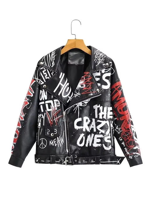 Chaqueta de cuero pintada