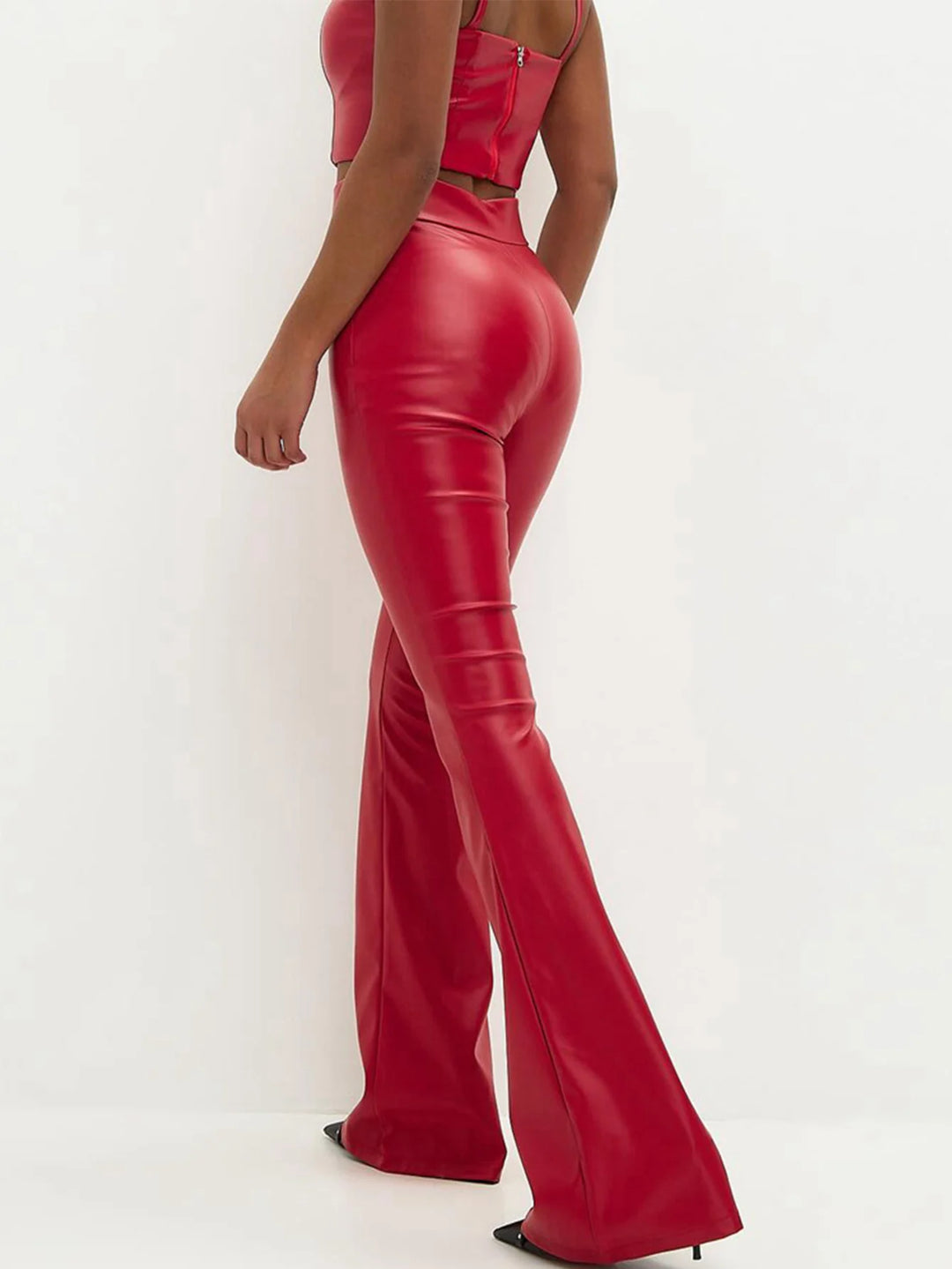 Pantalones de cuero de cintura alta