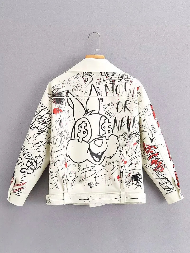 Chaqueta de cuero pintada