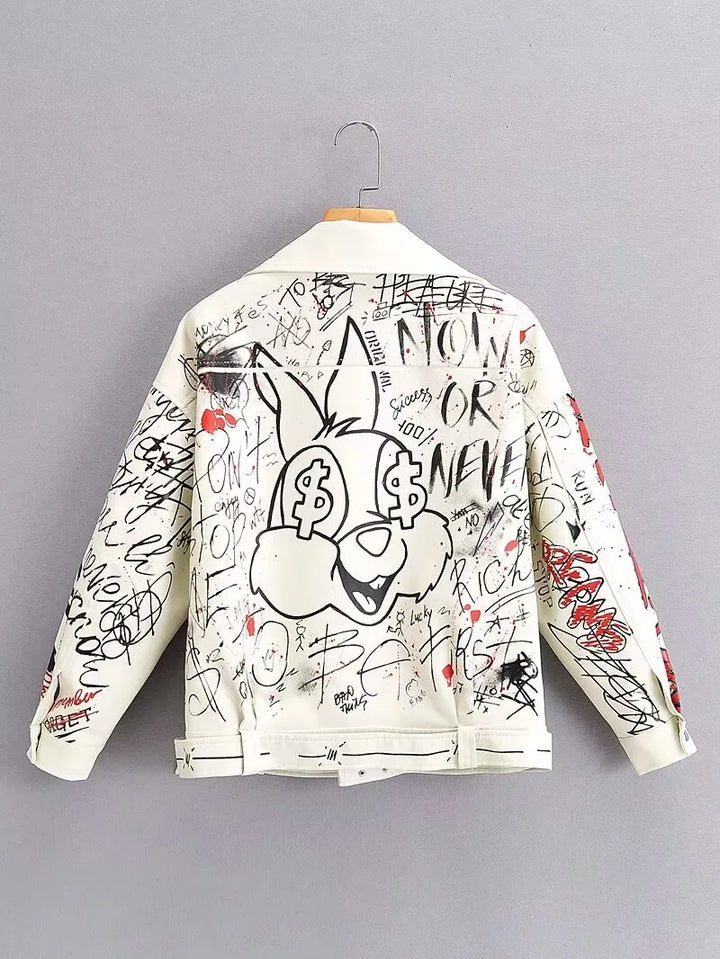 Chaqueta de cuero pintada