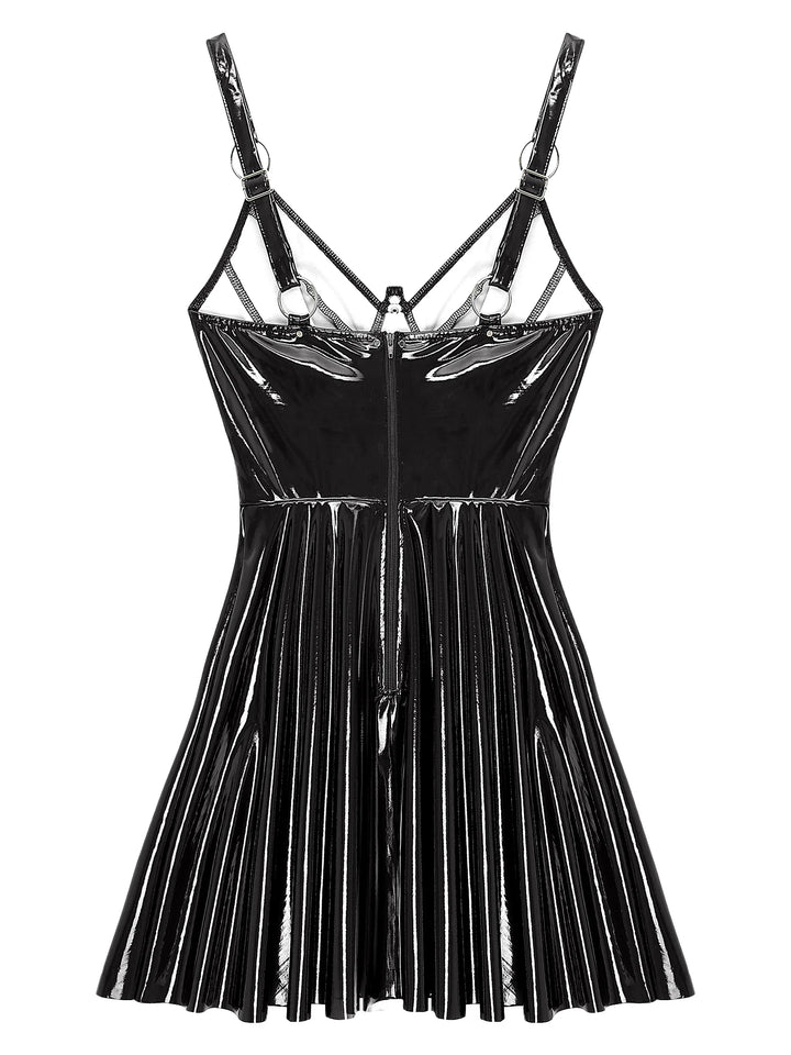 Vestido de látex de cuero brillante 