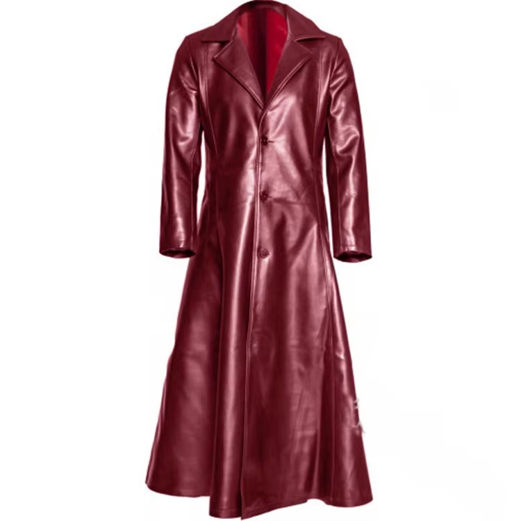 Men’s Faux Leather Stand Collar Jacket