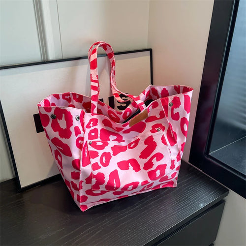 Bolso de hombro extragrande con estampado de leopardo
