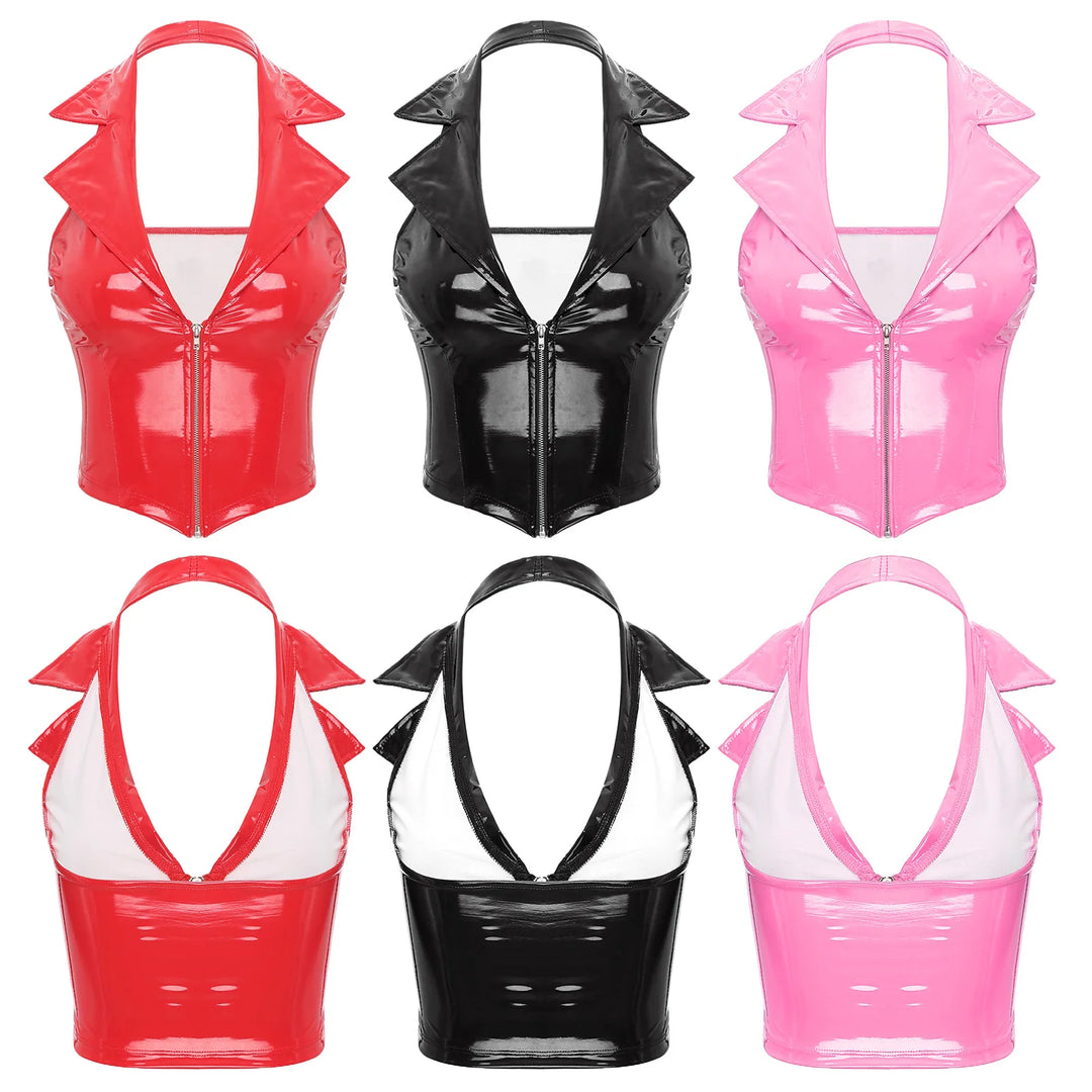 Tops cortos de cuero 