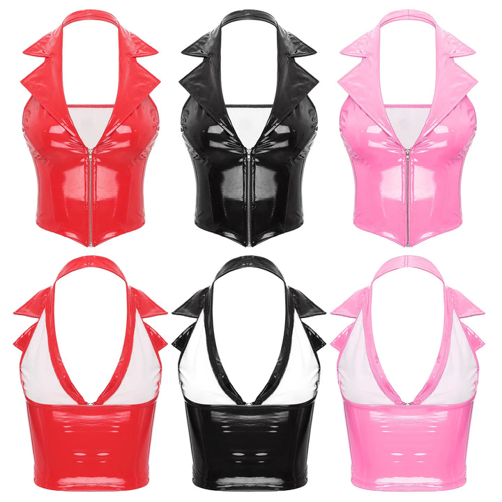 Tops cortos de cuero 