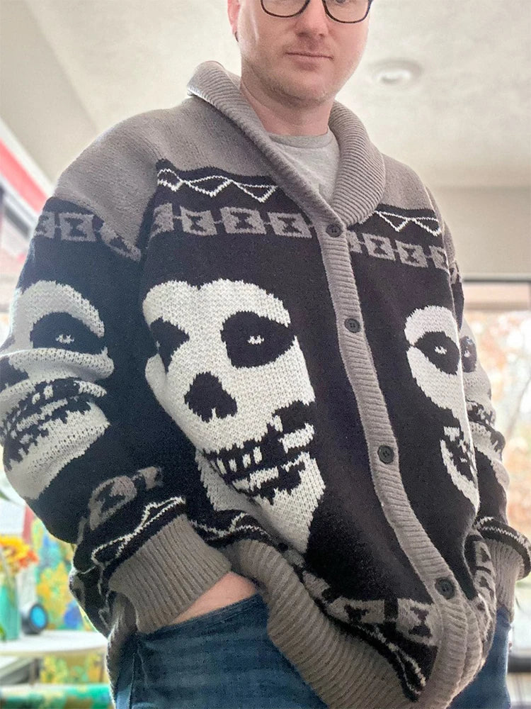 Suéter de punto con estampado de calavera 