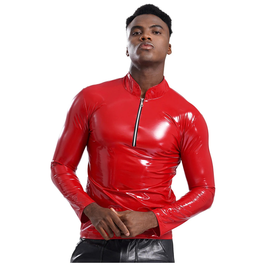 Camisa de cuero brillante