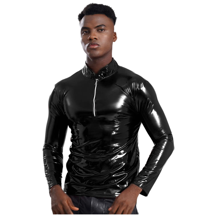 Camisa de cuero brillante