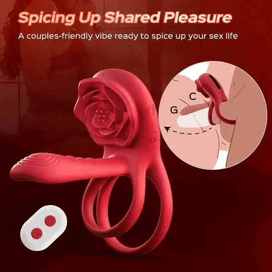 GHALLAS Couples-Friendly Vibrating Ring with Rose Design for Shared Pleasure and Excitement