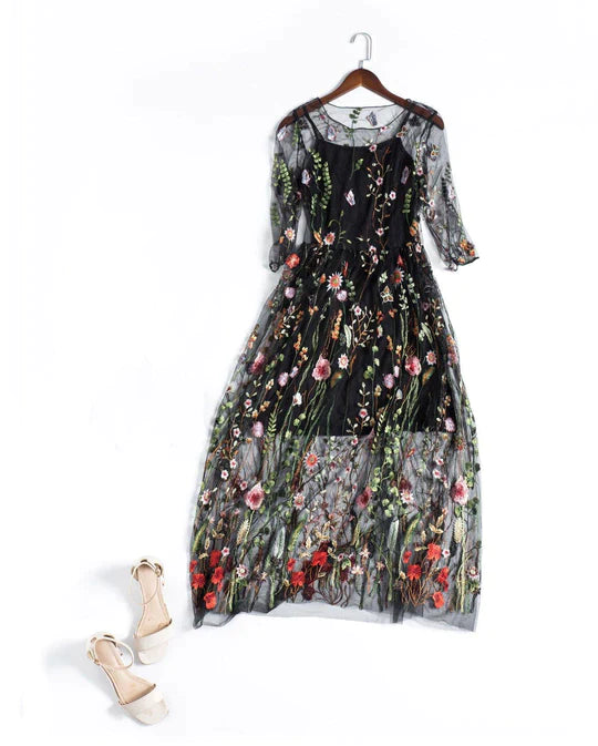 VESTIDO DE FIESTA BORDADO